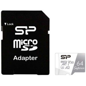 Карта памяти 64GB MicroSD Silicon Power Superio + SD адаптер (SP064GBSTXDA2V20SP)