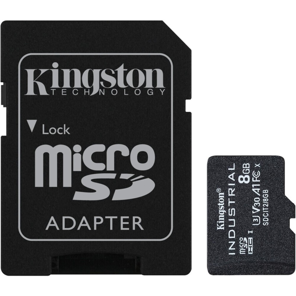 Карта памяти 8GB MicroSD Kingston Industrial + SD адаптер (SDCIT2/8GB)
