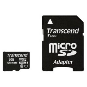 Карта памяти 8GB MicroSD Transcend + SD адаптер (TS8GUSDHC10U1)