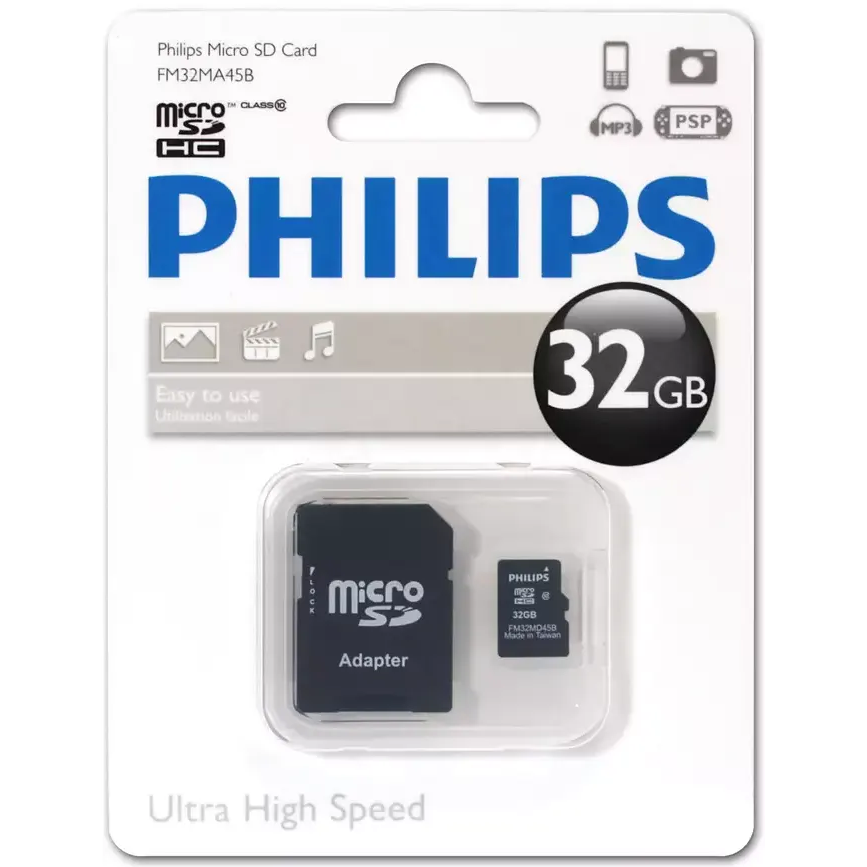 Карта памяти MicroSDHC 32Gb Philips FM32MA45B/97
