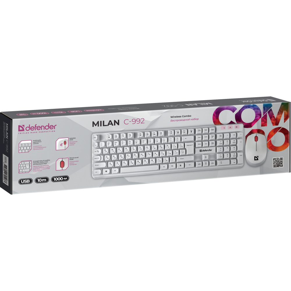 Клавиатура + мышь Defender Milan C-992 White — изображение 4