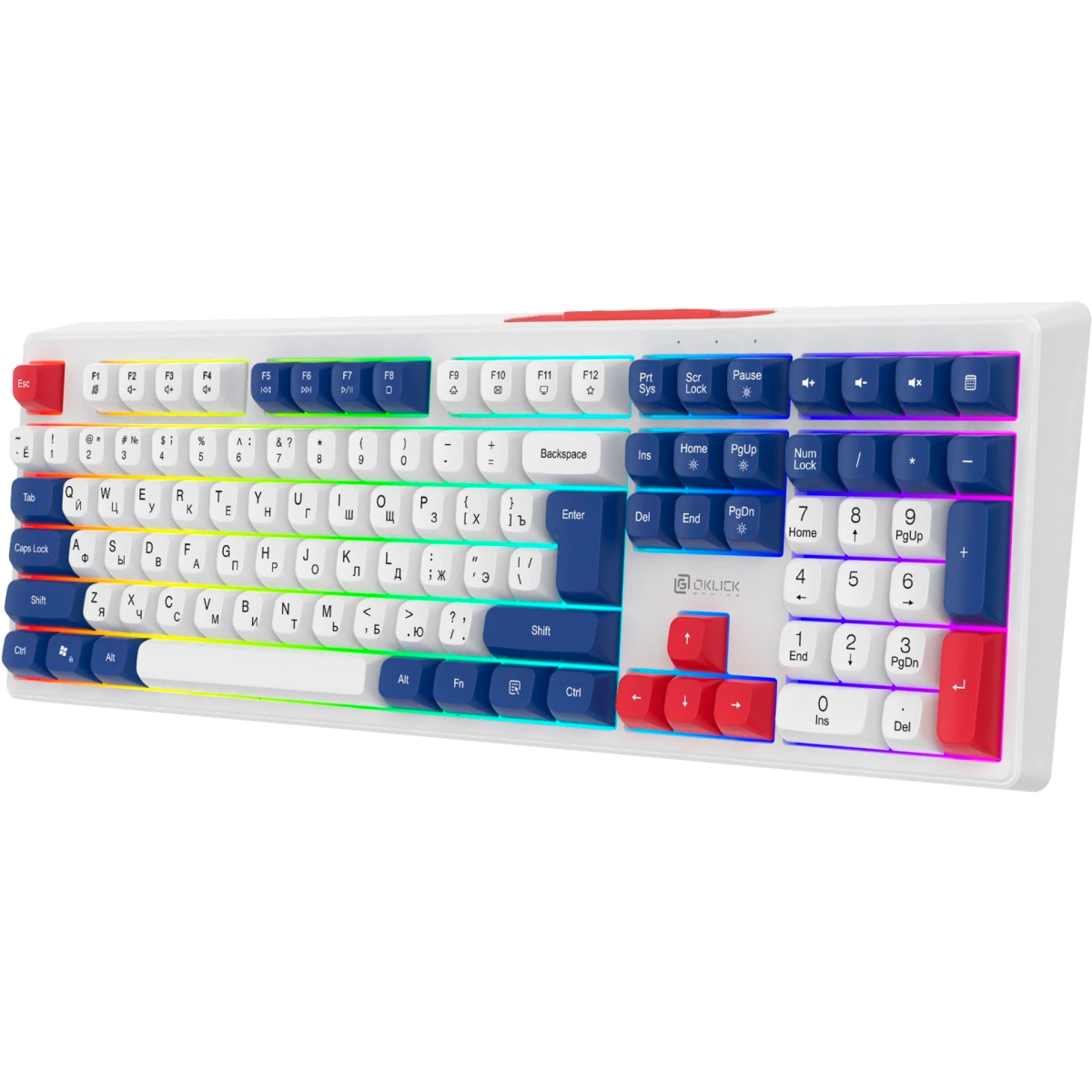 Клавиатура Oklick 725G White/Red — изображение 3
