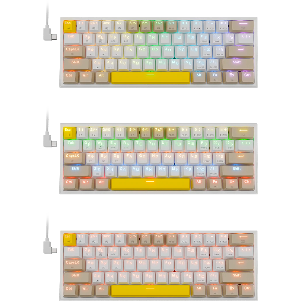 Клавиатура Redragon Fizz Pro Grey/Yellow — изображение 3