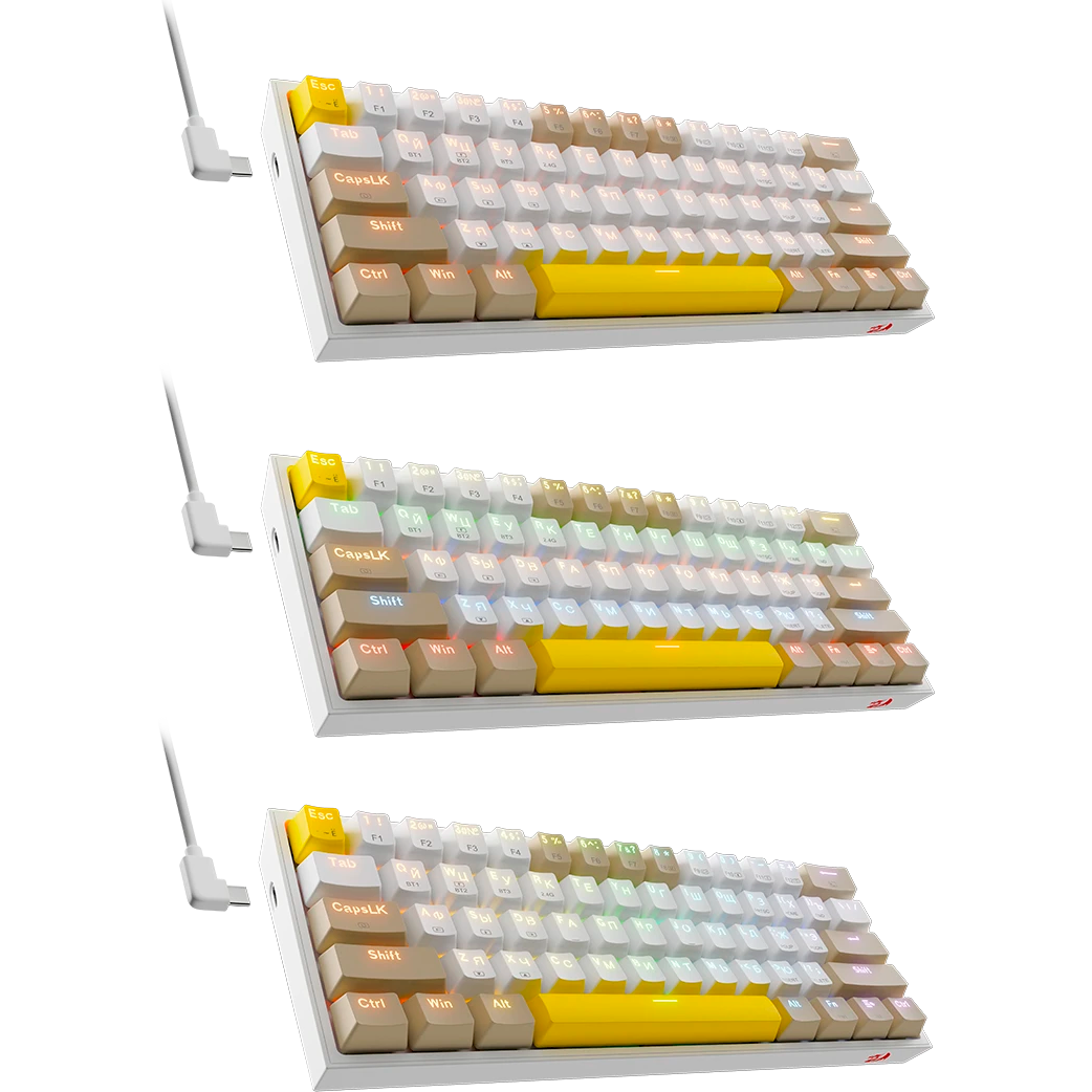 Клавиатура Redragon Fizz Pro Grey/Yellow — изображение 6