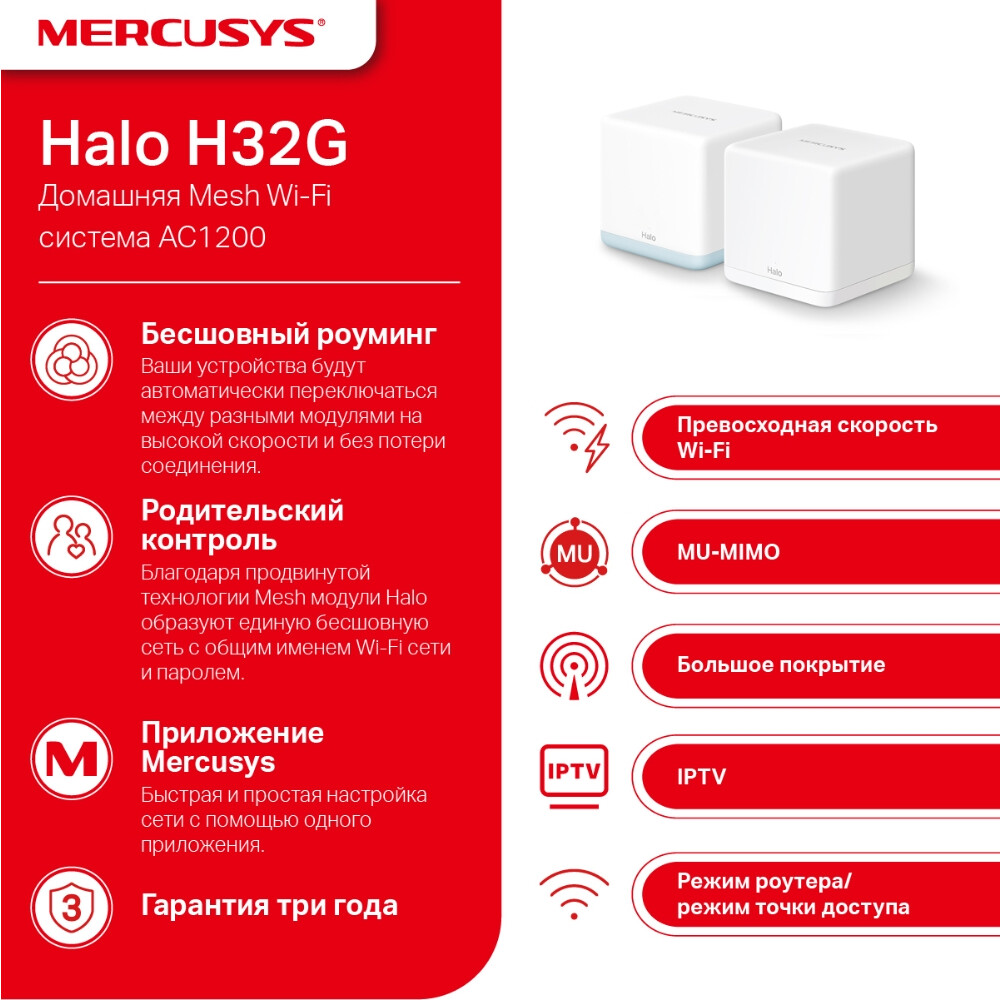 Маршрутизатор Mercusys Halo H32G(2-pack) — изображение 5