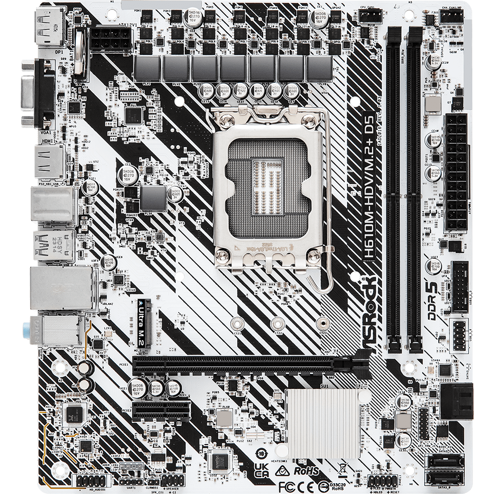 Материнская плата ASRock H610M-HDV/M.2+ D5, LGA1700, Intel H610, mATX