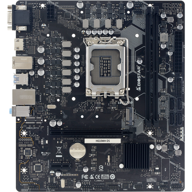 Материнская плата Biostar H610MH D5, LGA1700, Intel H610, mATX