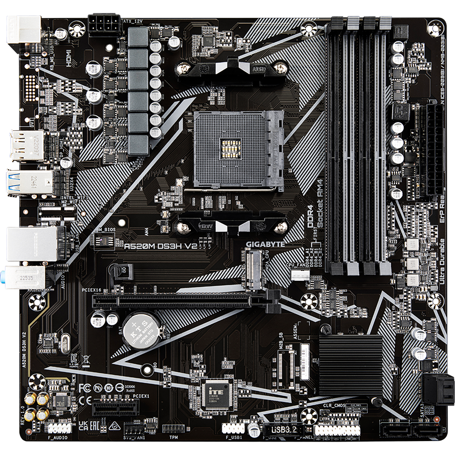 Материнская плата GIGABYTE A520M DS3H V2, AM4, AMD A520, mATX
