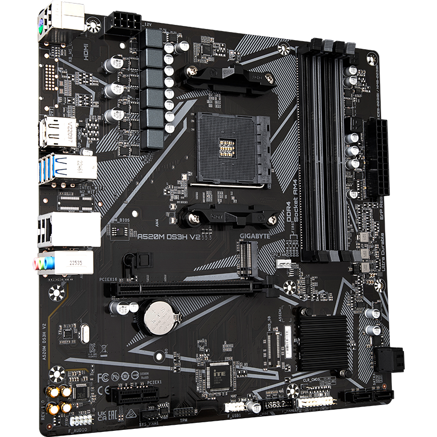 Материнская плата GIGABYTE A520M DS3H V2, AM4, AMD A520, mATX — изображение 2