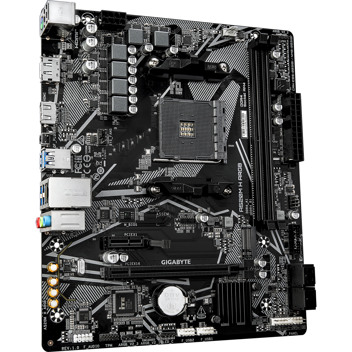 Материнская плата GIGABYTE A520M H ARGB, AM4, AMD A520, mATX — изображение 2