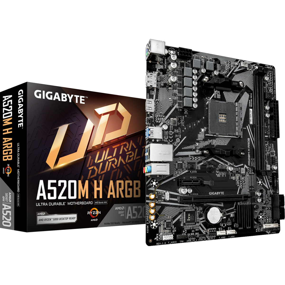 Материнская плата GIGABYTE A520M H ARGB, AM4, AMD A520, mATX — изображение 4