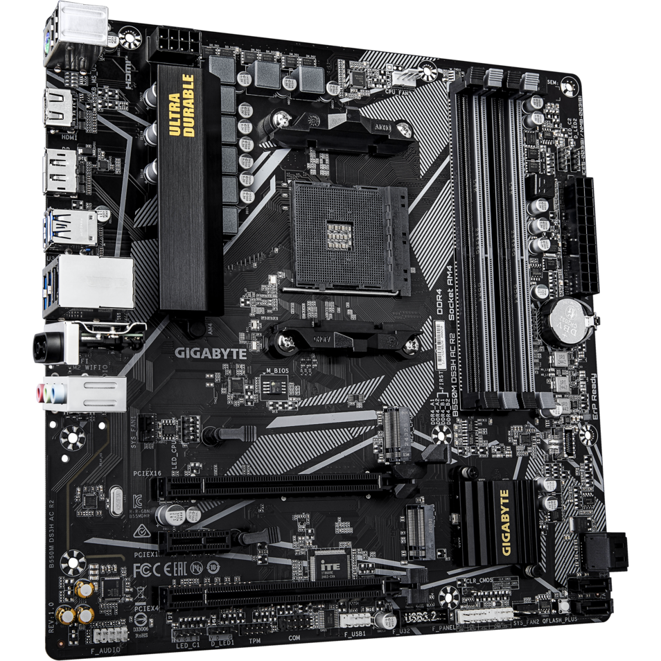 Материнская плата GIGABYTE B550M DS3H AC R2, AM4, AMD B550, mATX — изображение 2
