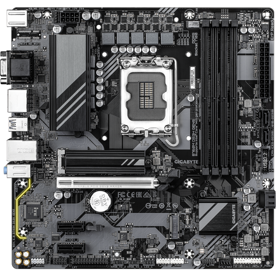 Материнская плата GIGABYTE B760M DS3H GEN5, LGA1700, Intel B760, mATX