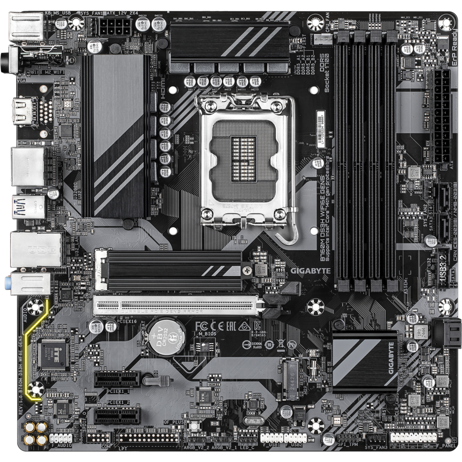 Материнская плата GIGABYTE B760M DS3H WIFI6E GEN5, LGA1700, Intel B760, mATX