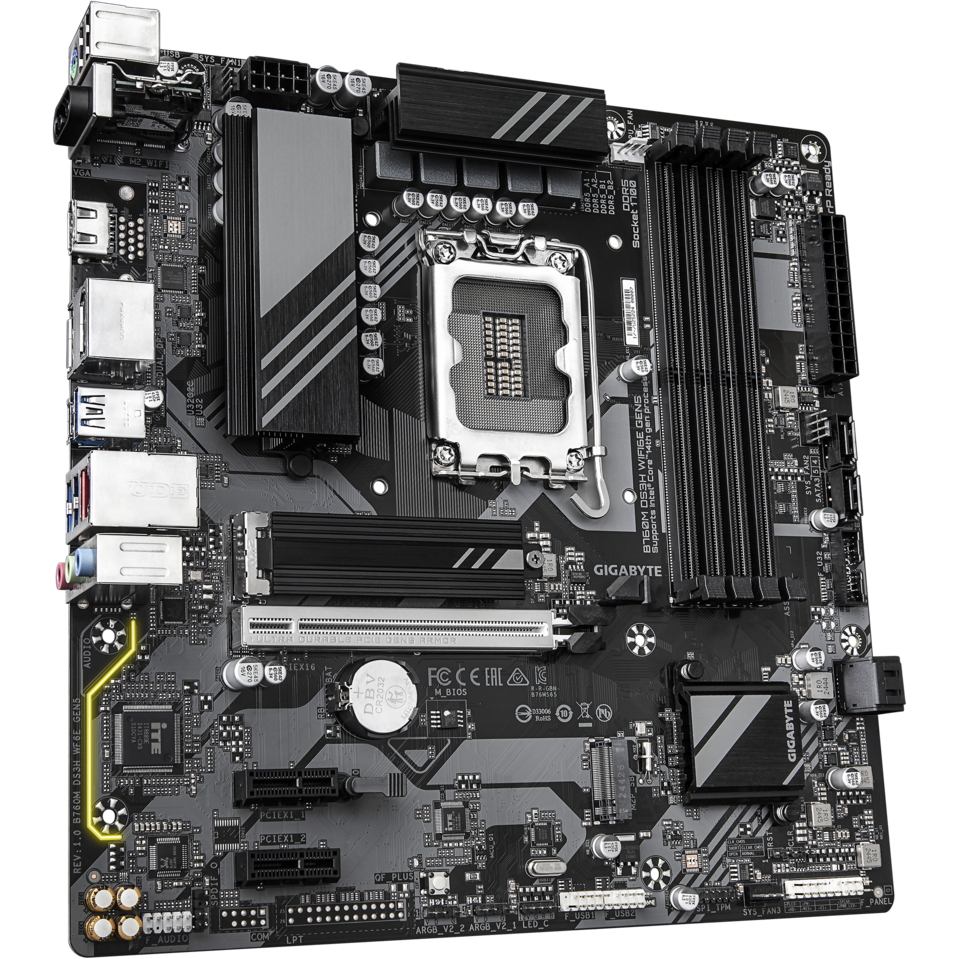 Материнская плата GIGABYTE B760M DS3H WIFI6E GEN5, LGA1700, Intel B760, mATX — изображение 2