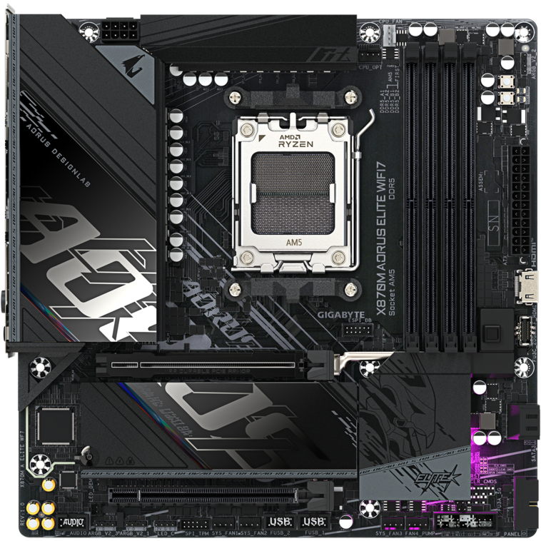 Материнская плата GIGABYTE X870M AORUS ELITE WIFI7, AM5, AMD X870, mATX