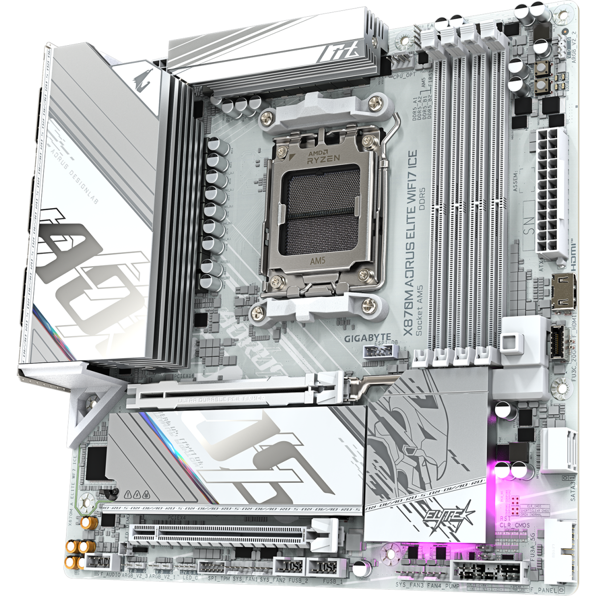 Материнская плата GIGABYTE X870M AORUS ELITE WiFi7 ICE, AM5, AMD X870, mATX — изображение 2