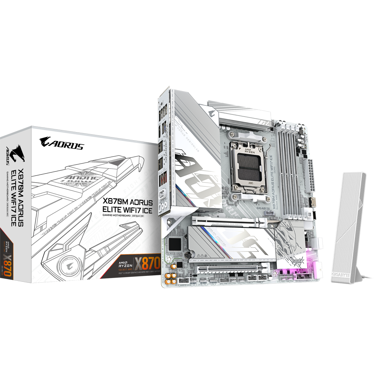Материнская плата GIGABYTE X870M AORUS ELITE WiFi7 ICE, AM5, AMD X870, mATX — изображение 5