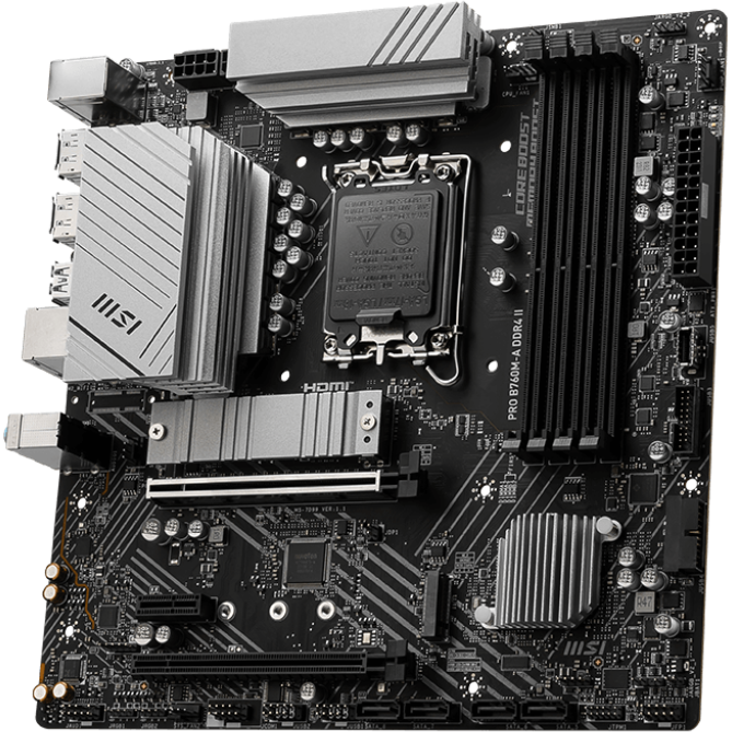 Материнская плата MSI PRO B760M-A DDR4 II, LGA1700, Intel B760, mATX — изображение 2