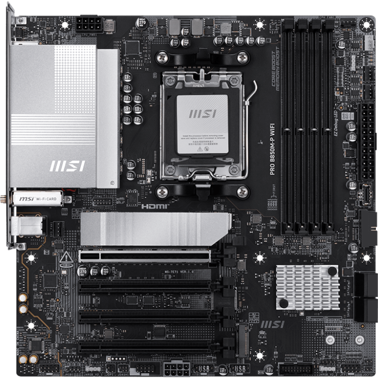 Материнская плата MSI PRO B850M-P WIFI, AM5, AMD B850, mATX