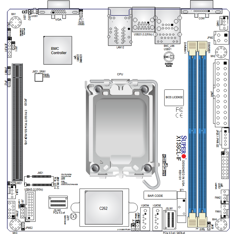 Материнская плата Supermicro MBD-X13SCL-IF-B, LGA1700, Intel C262, Mini-ITX — изображение 2