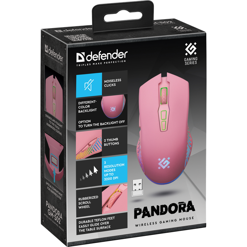 Мышь Defender Pandora GM-502 Pink (52501) — изображение 3