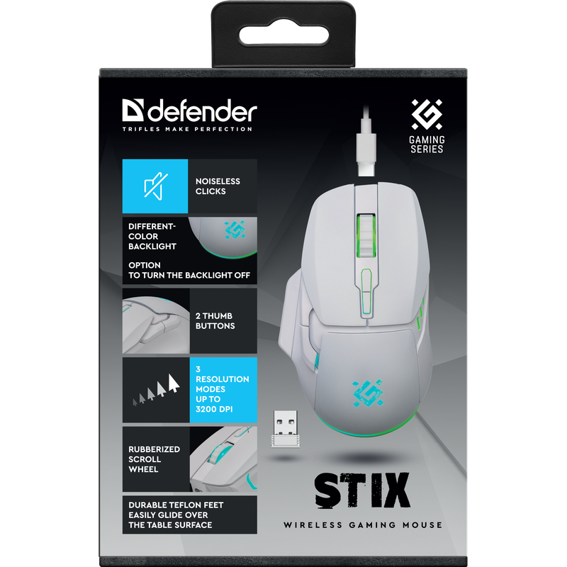 Мышь Defender Stix GM-009 White (52009) — изображение 3