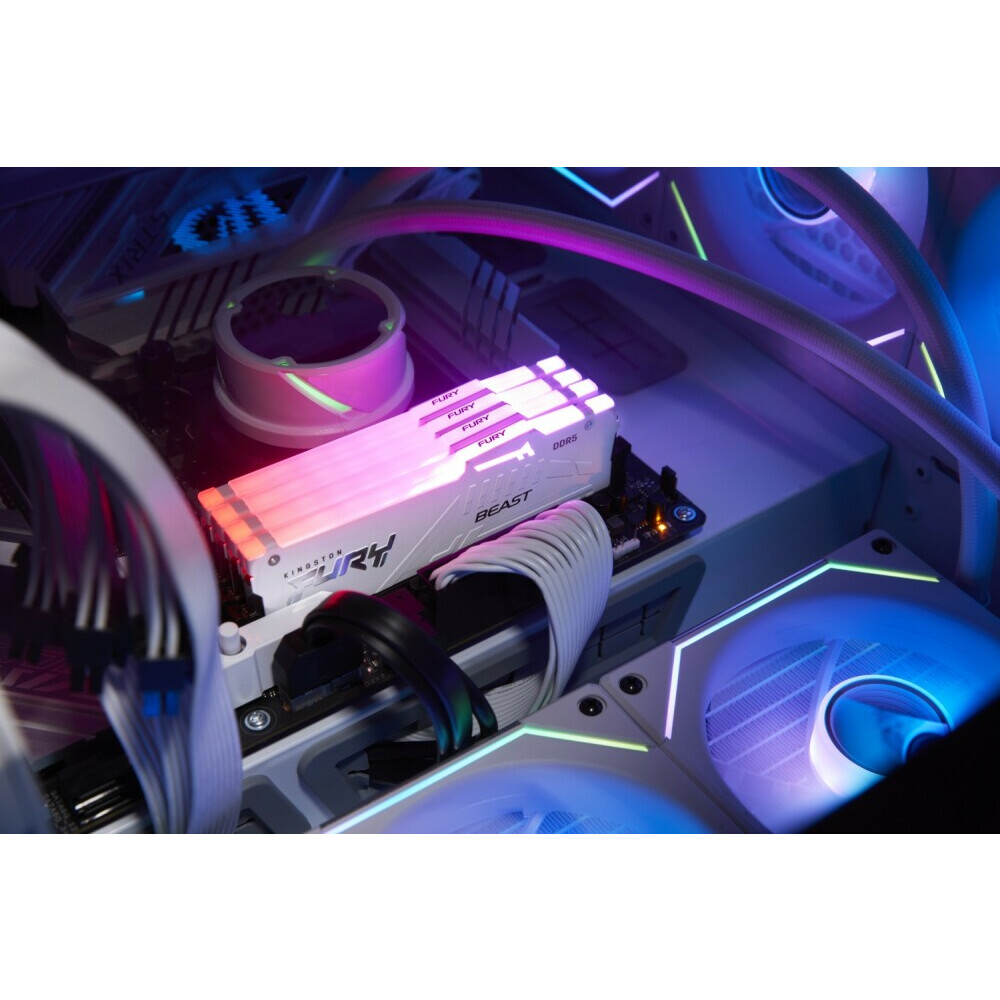 Оперативная память 128GB DDR5 5200MHz Kingston Fury Beast White RGB (KF552C40BWAK4-128) (4x32GB KIT) — изображение 2