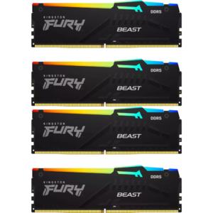 Оперативная память 128GB DDR5 5600MHz Kingston Fury Beast Black RGB (KF556C40BBAK4-128) (4x32GB KIT)