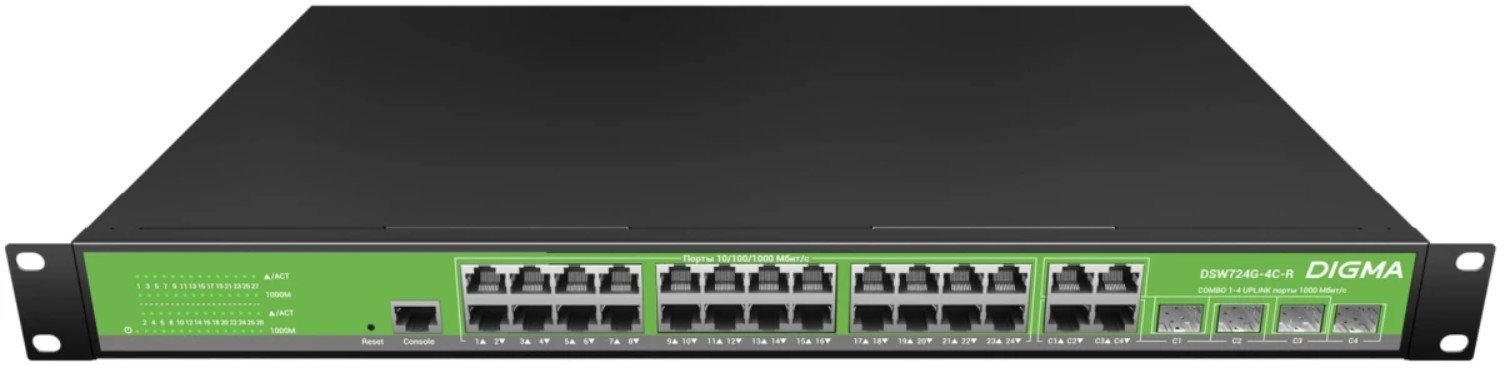 Коммутатор управляемый Digma DSW724G-4C-R