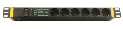 Блок розеток 19", 6 розеток DKC R519SH6OPSHSP
