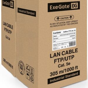 Кабель витая пара F/FTP 5e кат. 4 пары Exegate FUTP4-C5e-CU-S24-IN-PVC-GY-305