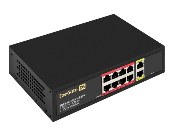 Коммутатор неуправляемый Exegate EDES-1010D.8PoE-96W