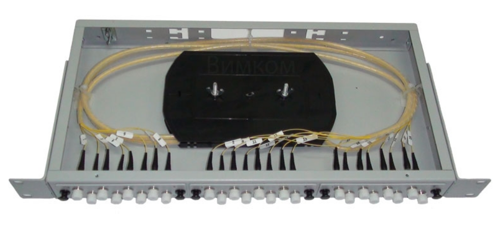 Кросс оптический стоечный Vimcom СКРУ-1U19-A24-LC/OM2-(12AD-DLC+24PT-LC+24КДЗC)