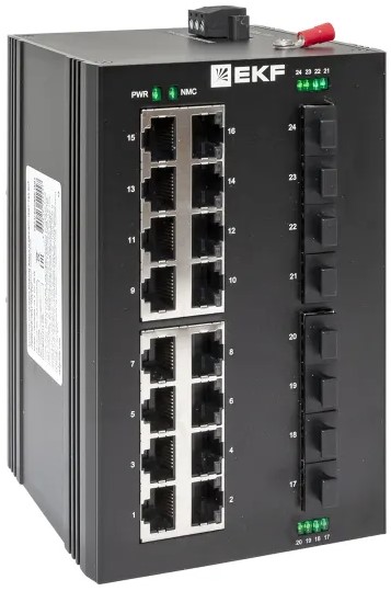 Коммутатор промышленный неуправляемый EKF TSX-U-8GX/SFP-16GT