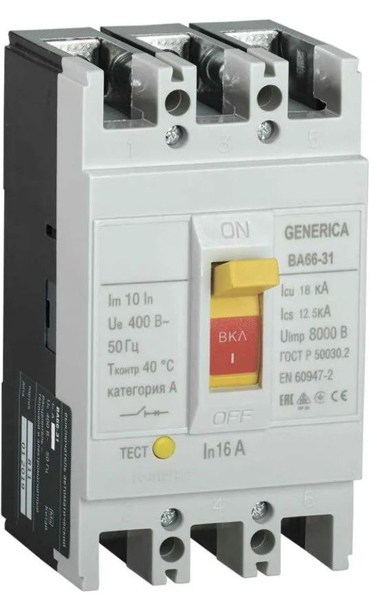 Автоматический выключатель в литом корпусе GENERICA SAV10-3-0016-G