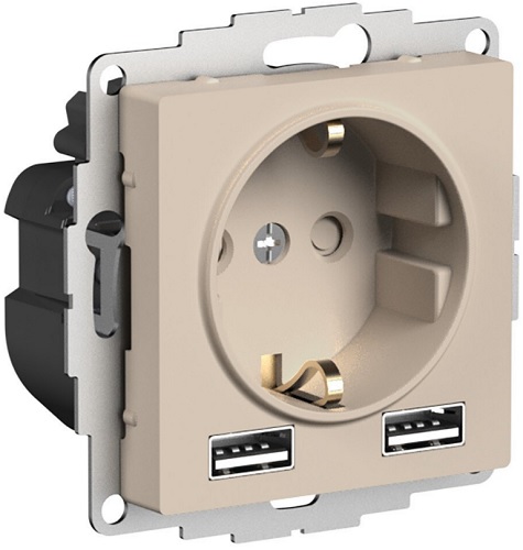 Розетка с заземлением с 2 USB Systeme Electric ATN001230