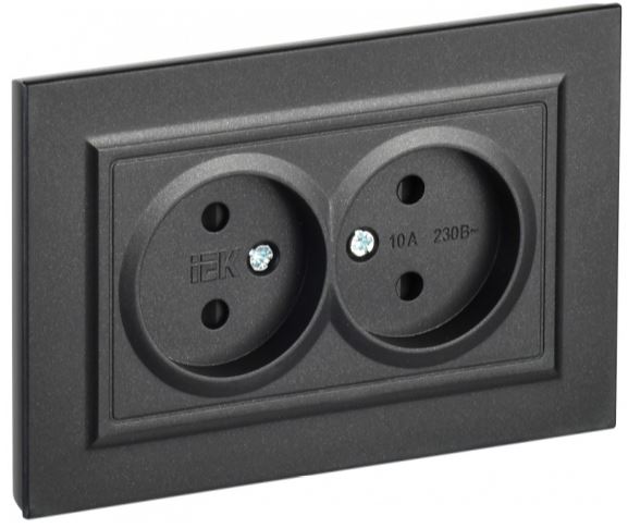 Розетка двухместная без заземления в сборе IEK BR-R23-10-K02-F