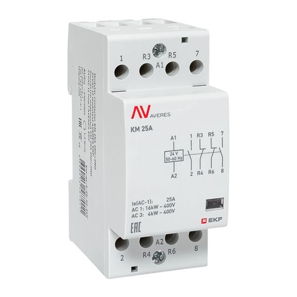 Контактор модульный EKF km-av-2-25-22-24V