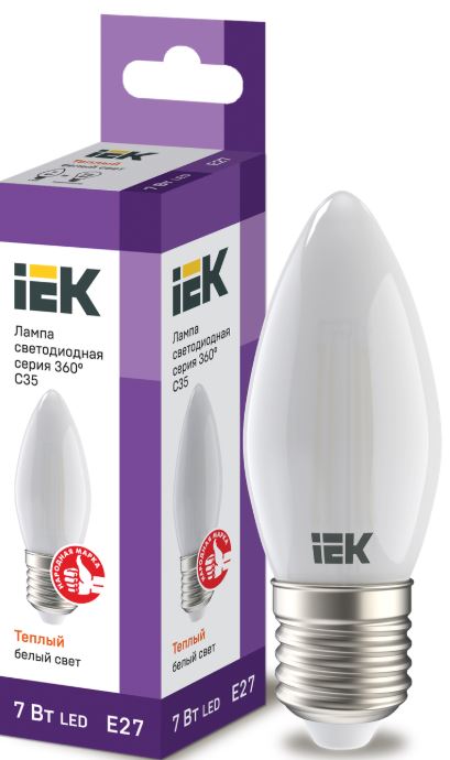 Лампа светодиодная IEK LLF-C35-7-230-30-E27-FR