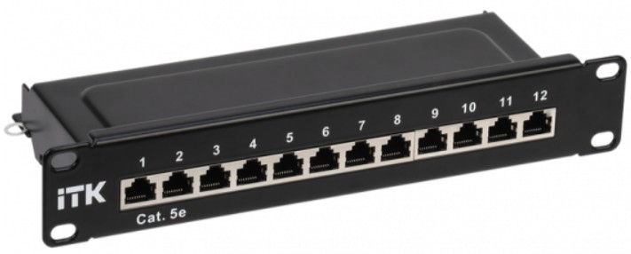 Патч-панель 10", 12xRJ45, STP, Кат. 5е ITK PP12-1UC5ES-D05-10