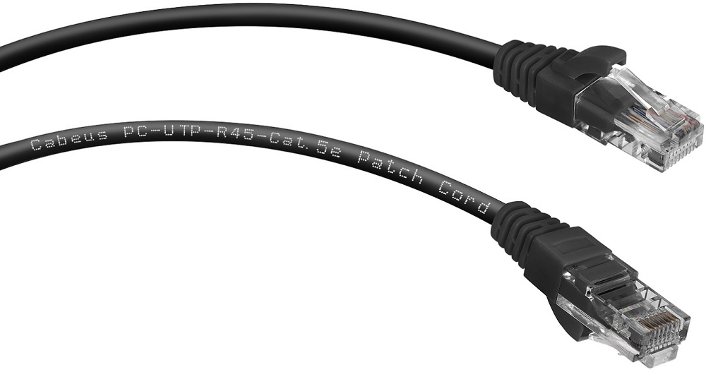 Кабель патч-корд U/UTP 5e кат. 0.3м Cabeus PC-UTP-RJ45-Cat.5e-0.3m-BK