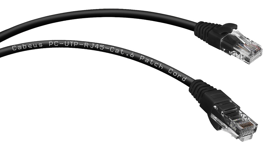 Кабель патч-корд U/UTP 6 кат. 0.5м Cabeus PC-UTP-RJ45-Cat.6-0.5m-BK-LSZH