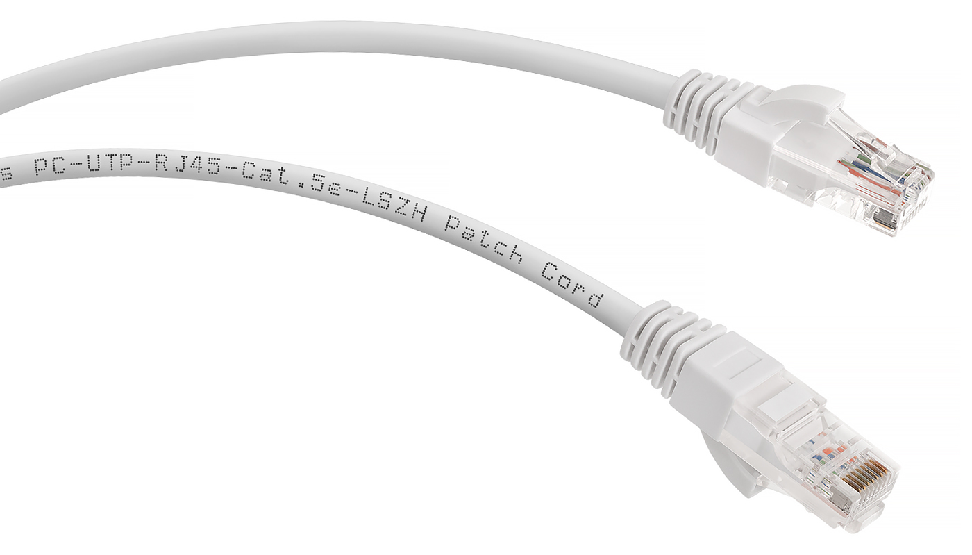 Кабель патч-корд U/UTP 5e кат. 1м Cabeus PC-UTP-RJ45-Cat.5e-1m-WH-LSZH