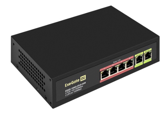 Коммутатор неуправляемый Exegate EDGS-1006D.4PoE-65W