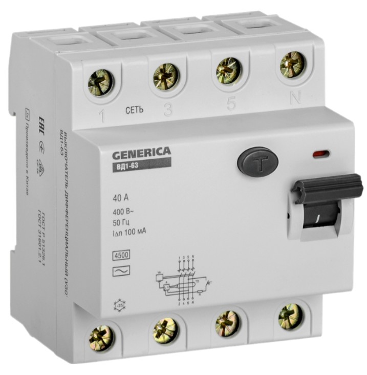 УЗО GENERICA MDV15-4-040-100