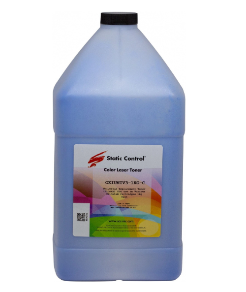 Тонер-картридж Static Control OKIUNIV3-1KG-C Голубой