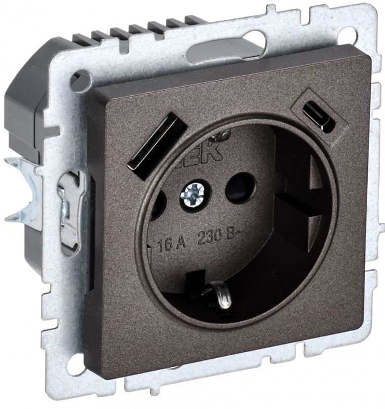 Розетка с заземлением IEK BR-R14-16-U22-018-K45