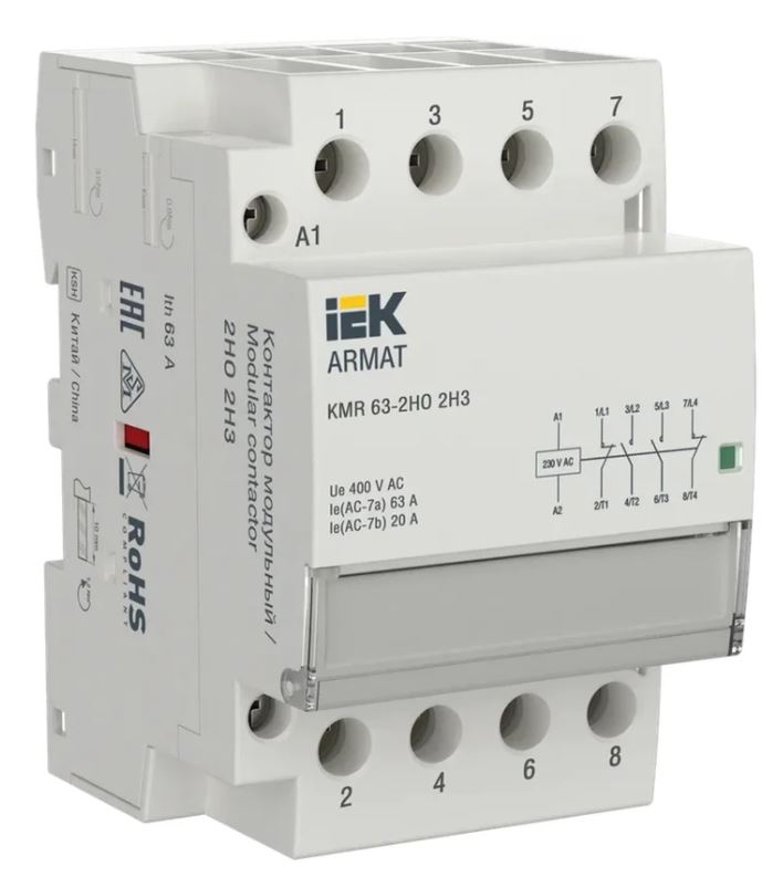 Контактор модульный IEK AR-KMR10-063-22-230