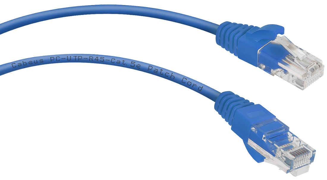 Кабель патч-корд U/UTP 5e кат. 0.3м Cabeus PC-UTP-RJ45-Cat.5e-0.3m-BL-LSZH